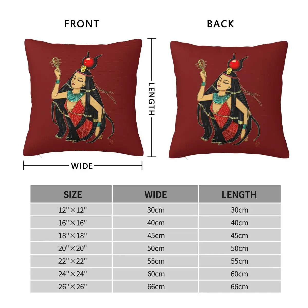 Hathor Egyptian Goddess Square Pillowcase Polyester Linen Velvet Printed Zip Decor Throw Pillow Case Home Cushion Case 45x45