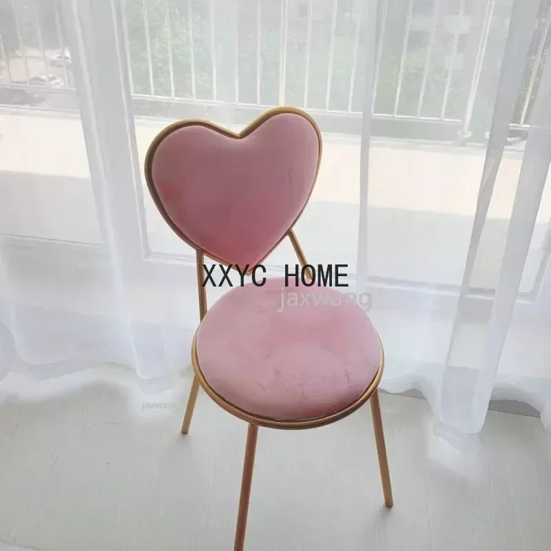 

Chair Ins Makeup Chair Bedroom Back-chair Simple Dining Chairs Heart Shaped Bedroom Nail Princess Dressing Stool Bedroom Chair