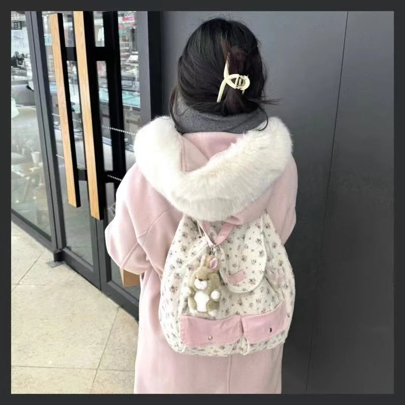 Backpacks for StudentsWomen Fashion New Casual Backpack Girls Sweet Kawaii Flower Schoolbags Y2k Aesthetic Chic All Match