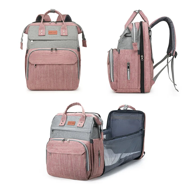 

Stylish Mom Bag Folding Crib Mom Large Capacity Portable Bottle Diaper Shoulder Mom Bag
