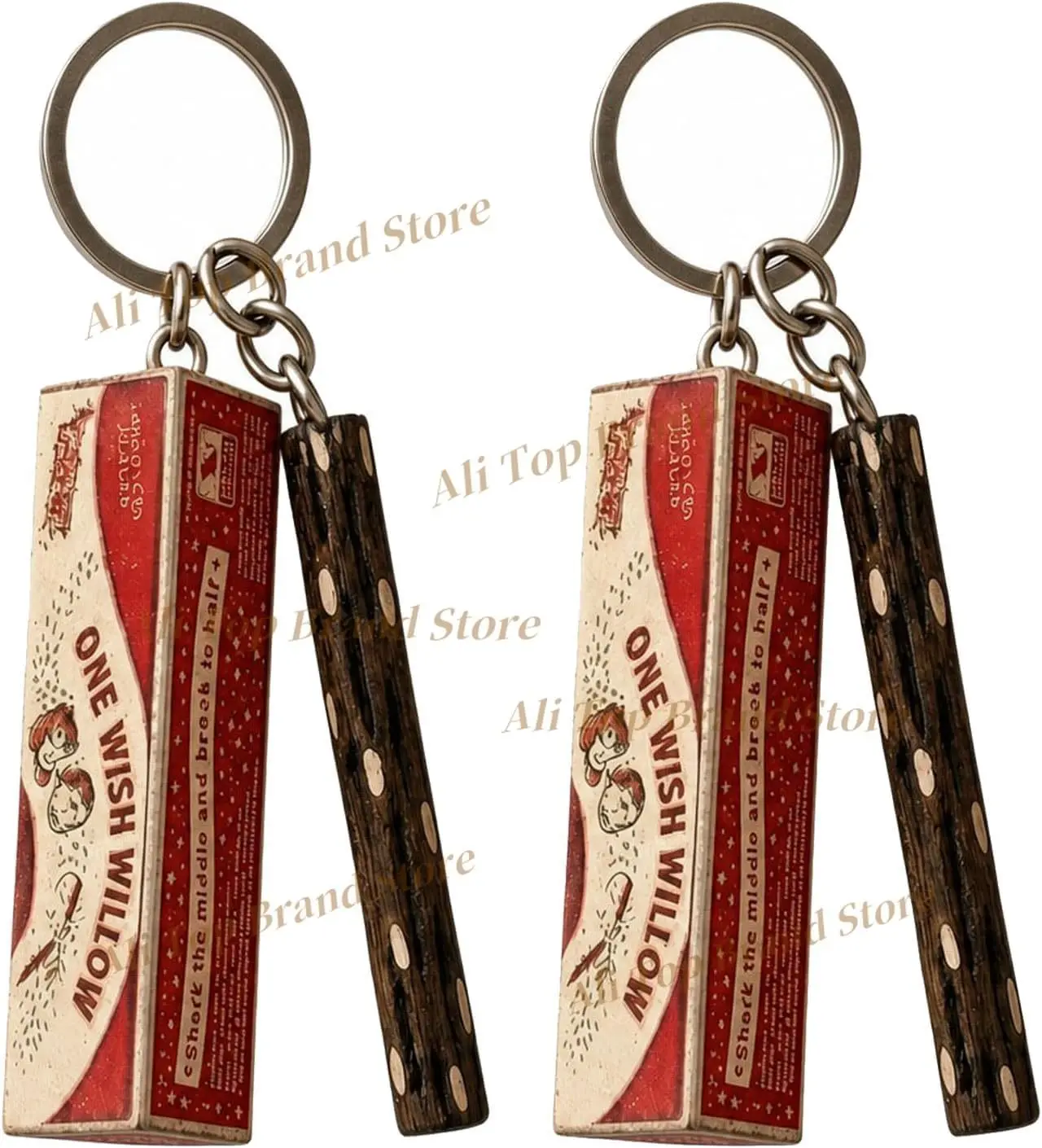 One Wish Willow Keychain, Wishing Willow Stick Keychain for Horror Movie Fans Gift, Fun Party Novelty Lucky Charm for Adults