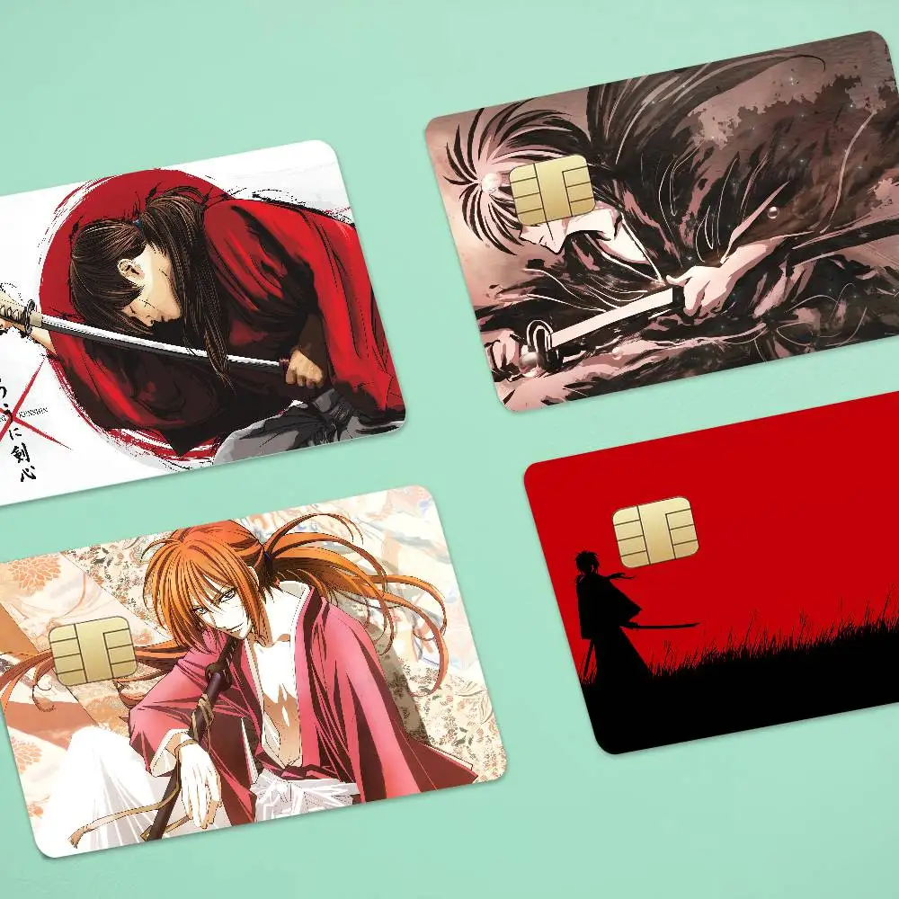 Anime Rurouni Kenshin Anmie 4pcs 1Set Sticker Film Skin Cover For Credit Card Debit Bank Card Front