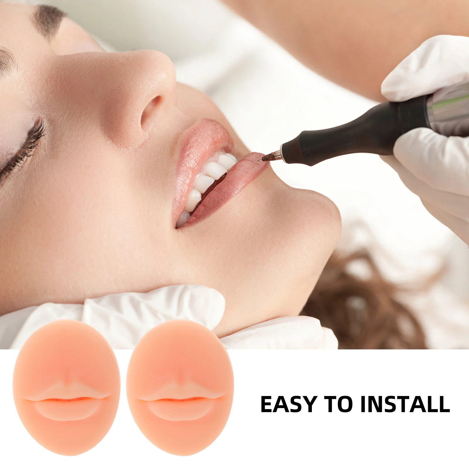 2 قطعة سيليكون ممارسة الشفاه وشم واقعي الشفاه المحمولة ماكياج العرض الاصطناعي وهمية كبيرة الشفاه مرونة لينة الوشم الجلد