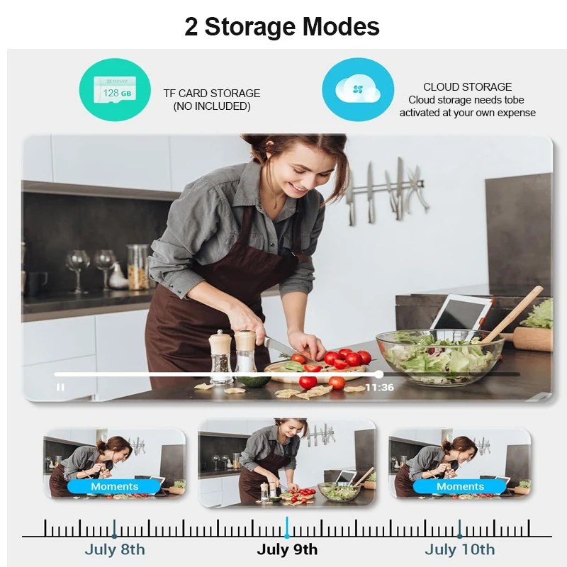 كاميرا CCTV للاستخدام الداخلي المنزلي مع إنذار كشف الحركة الآمن وتشغيل الفيديو ونظام مراقبة الرؤية المباشرة وكاميرا WIFl Wir