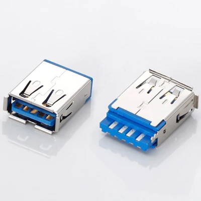 Conector USB 3,0 hembra para soldar, Conector de soldadura de una cara o 2 caras, 180 Degrree, 10 unidades