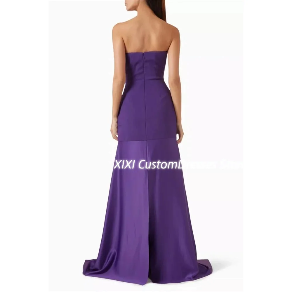 Customized Wedding Party Dress A-Line Strapless Formal Occasion Dresses Floor-Length Zipper Up Sleeveless Dress Women Elegant