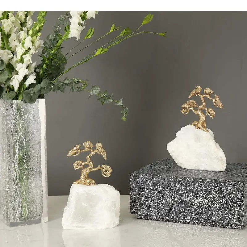 

Китайское Латунное украшение «приветственная песня» с натуральными кристаллами, украшение для офиса, настольное украшение, счастливое дерево, аксессуары для домашнего декора, подарок