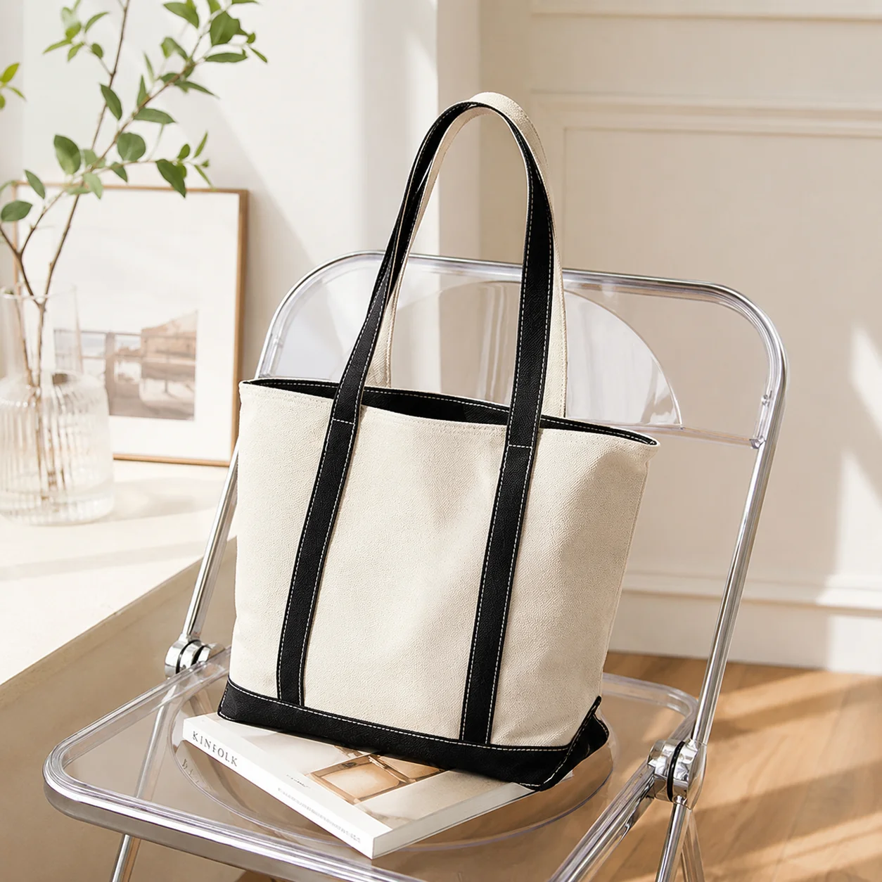 Custom Canvas Tote Bag 5PCS Personalised Logo Name Ladies Shopping Bag Large Capacity Carry Hangbag Fashion Design Custom Bags