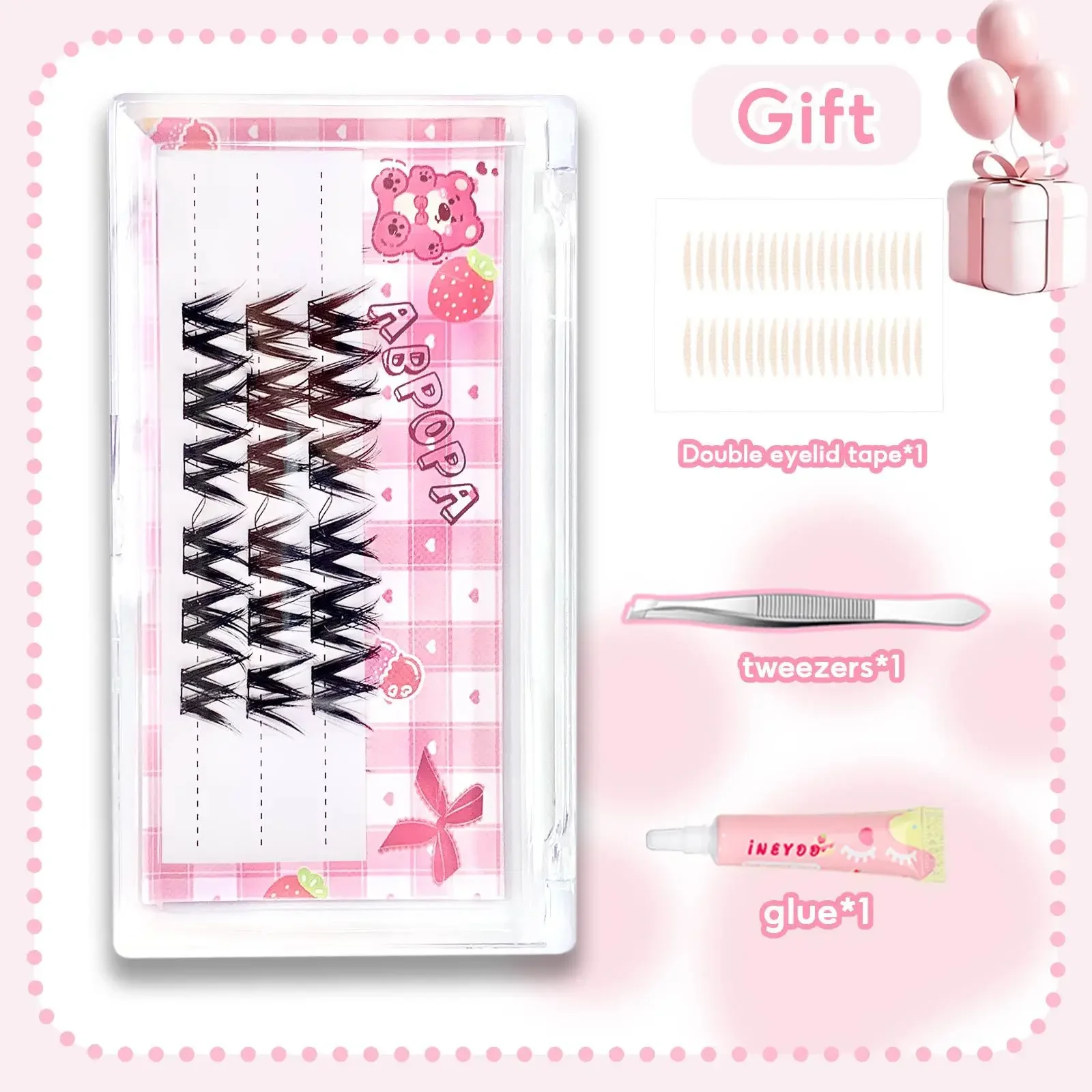 3pair W False Eyelash DIY Manga Lashes Transparent Terrier Strands Eyelash Soft False Eyelashes Eyelashes Daily Makeup