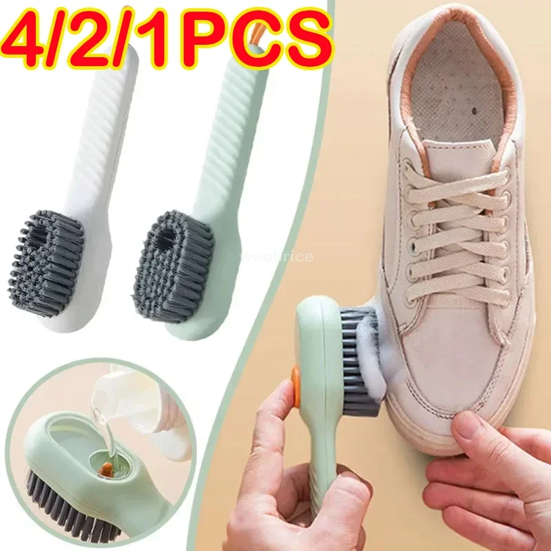 1pc Multi-function automatic spot shoe brush soft hair hand pressure hanging hole suitable for clothing carpet plastic handles