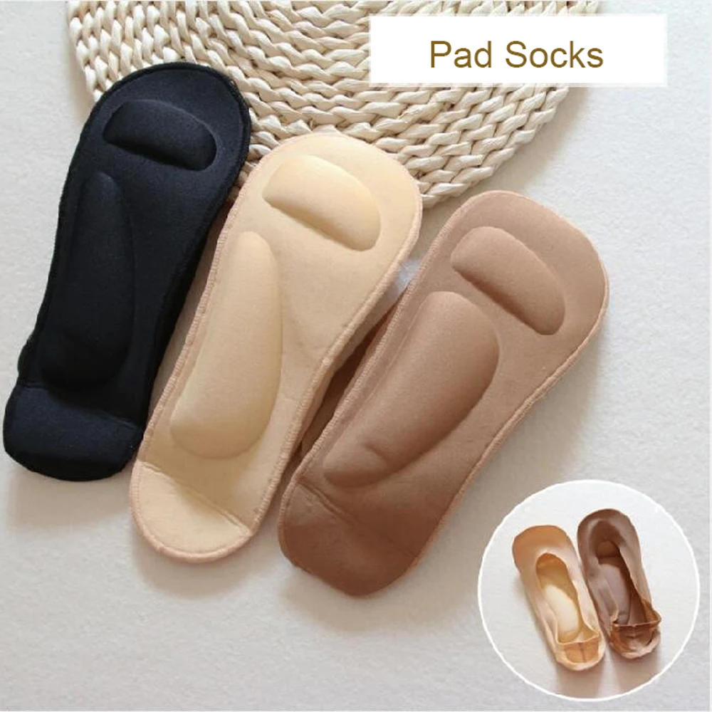 Insoles Women Health Care Ice Silk with Gel Pads 3D Socks Invisible Socks Arch Support Sock Slippers