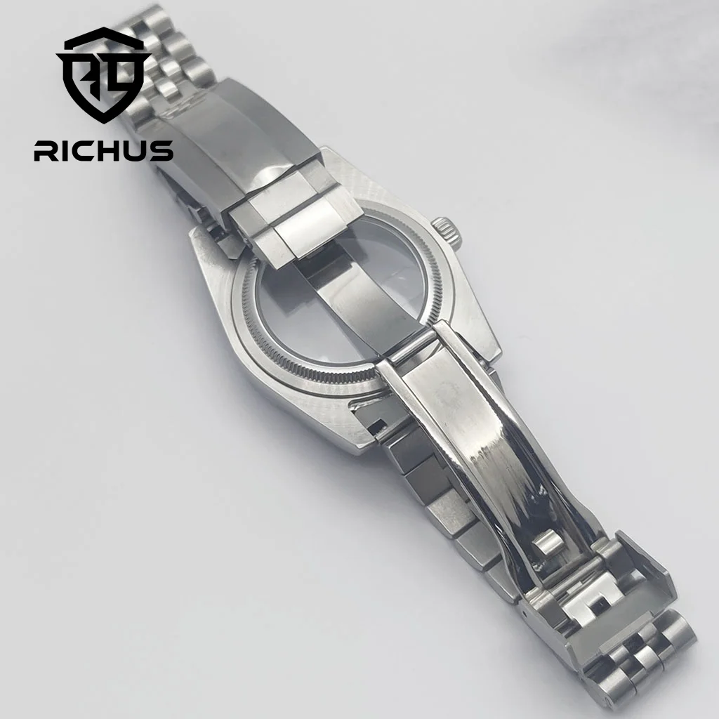 RICHUS 36mm 39mm Polished Watch Case Sapphire Glass Fit NH35 NH36 Miyota8215-DG ETA 2824 PT5000 Movement Watch Watch Accessorie