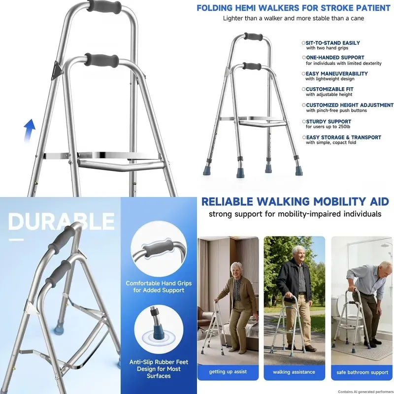 Foldable Aluminum Support Frame with Wheels Height Adjustable Household Rest Bracket with Seat and Backrest