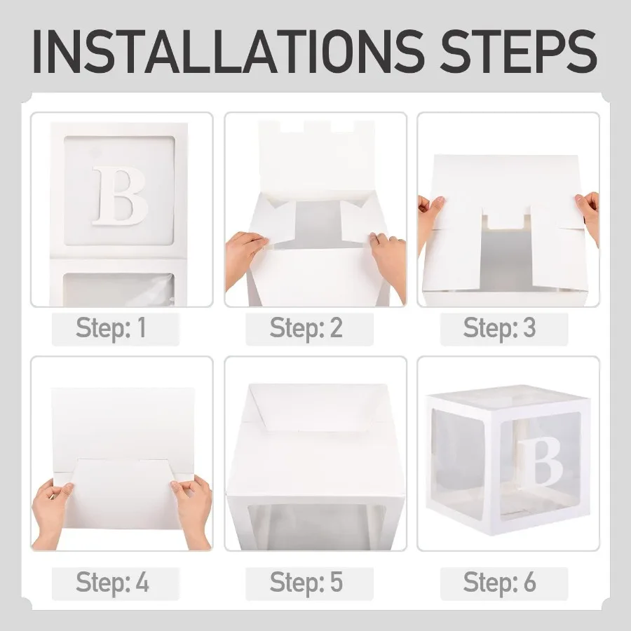 White Clear Baby Boxes with Baby Lette Party Decoration Transparent Ballon Boxes Backdrop Baby Shower Birthday Party Gender Rev