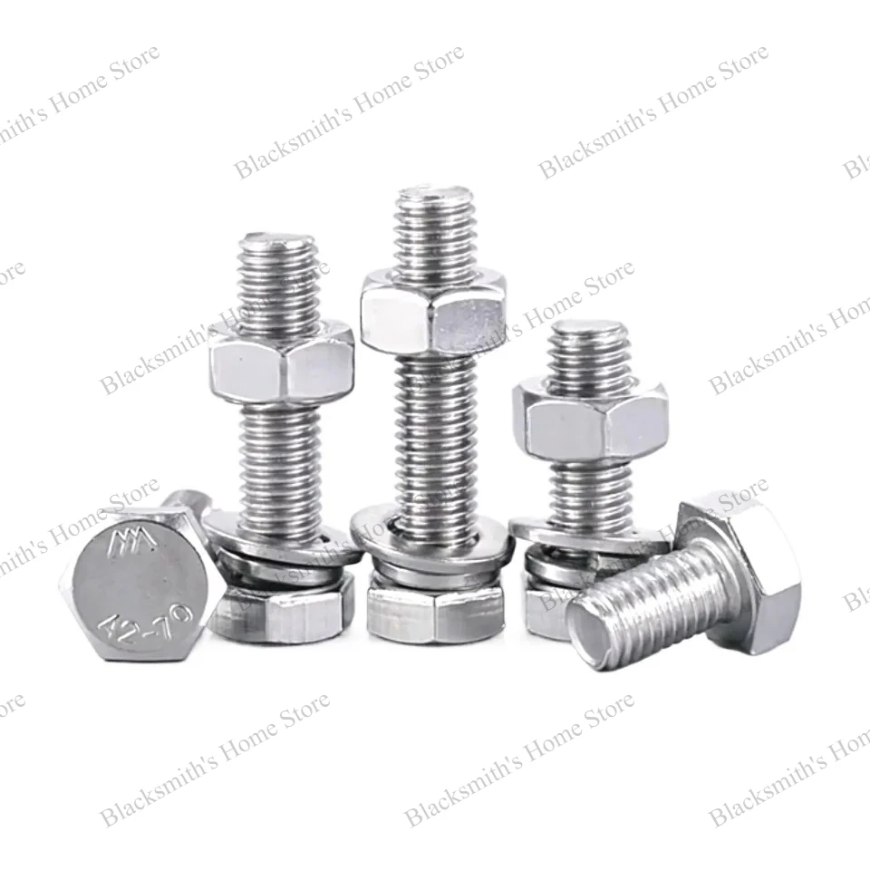 M6 M8 M10 M12 50~200mm Extended Screws, External Hexagon Bolts, 304 Stainless Steel Screw and Nut Complete Fittings Set