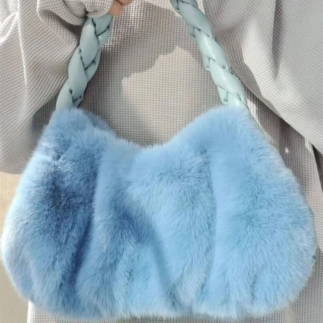 Women Bag Autumn Winter Fluffy Casual Fashion Zipper SOFT Shoulder Bag Purse Handbag Crossbody Bags for Women Luxury