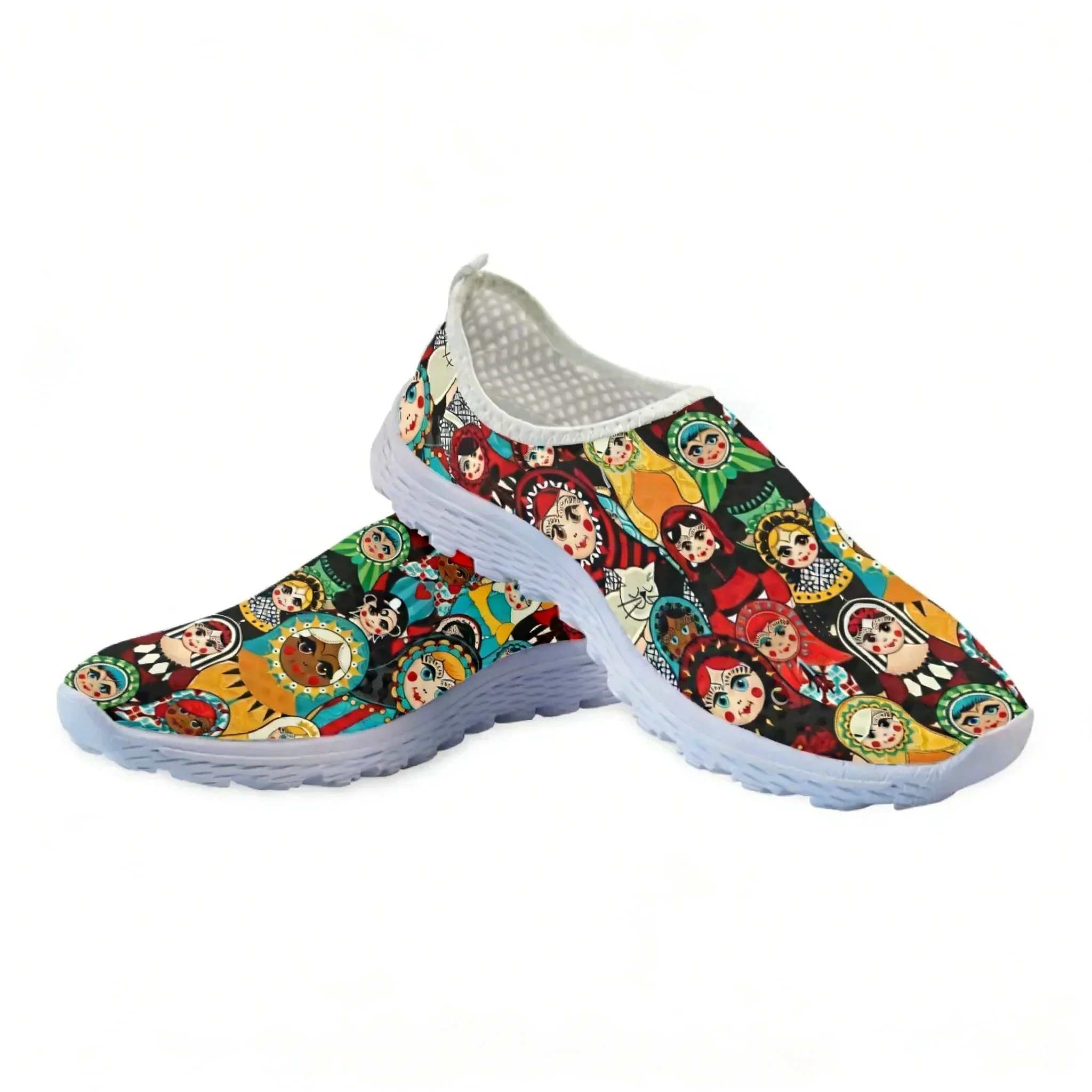 

Кроссовки с принтом «Русская матрёшка» из сетчатого материала, высококачественные, для женщин, мужчин и подростков, повседневные, модные, на заказ, теннисные, плоские, парные