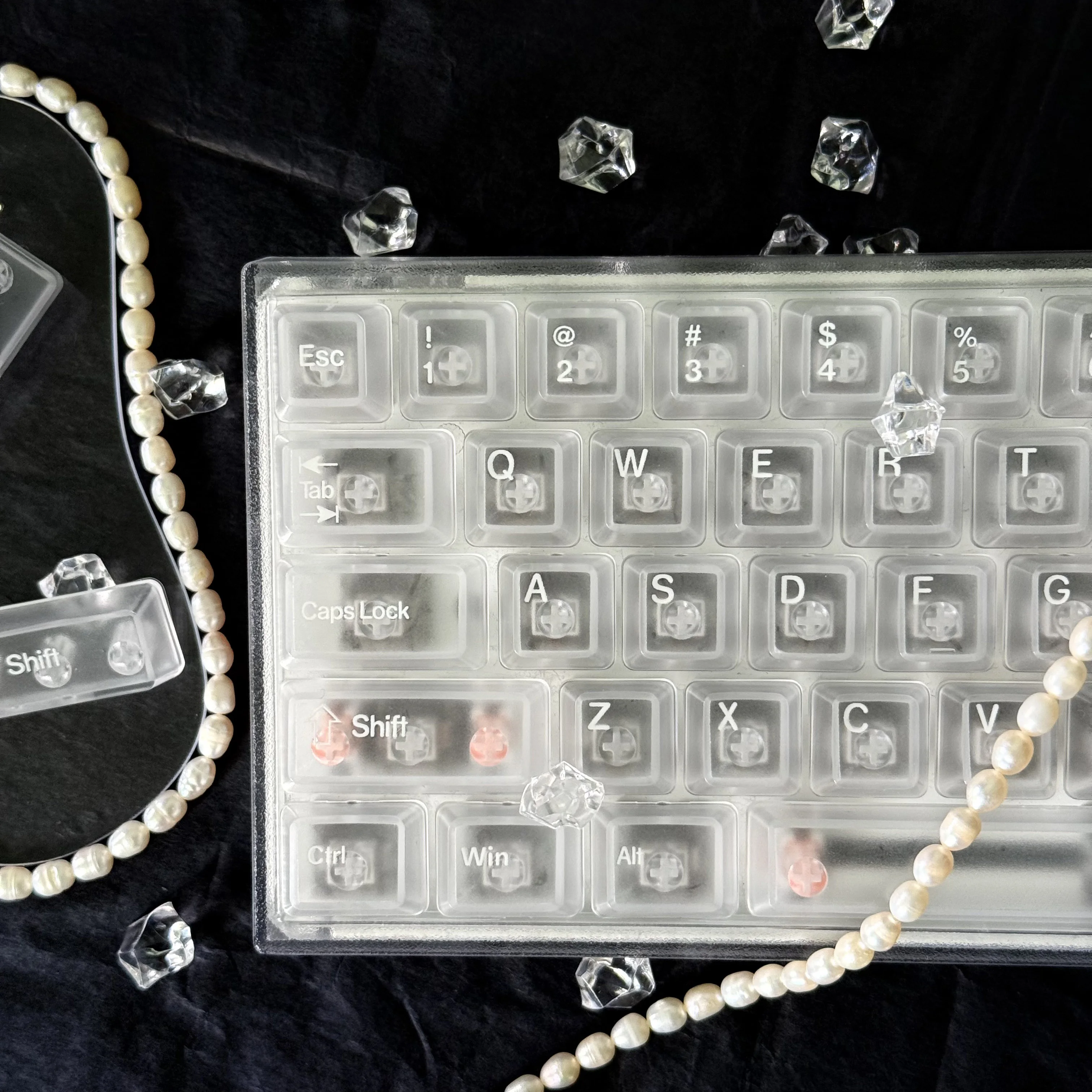 Clear Transparent & Frosted Translucent PC Keycaps Blank/Top/Side Print with Numpad for 60% 75% TKL 96% 100% Mechanical Keyboard