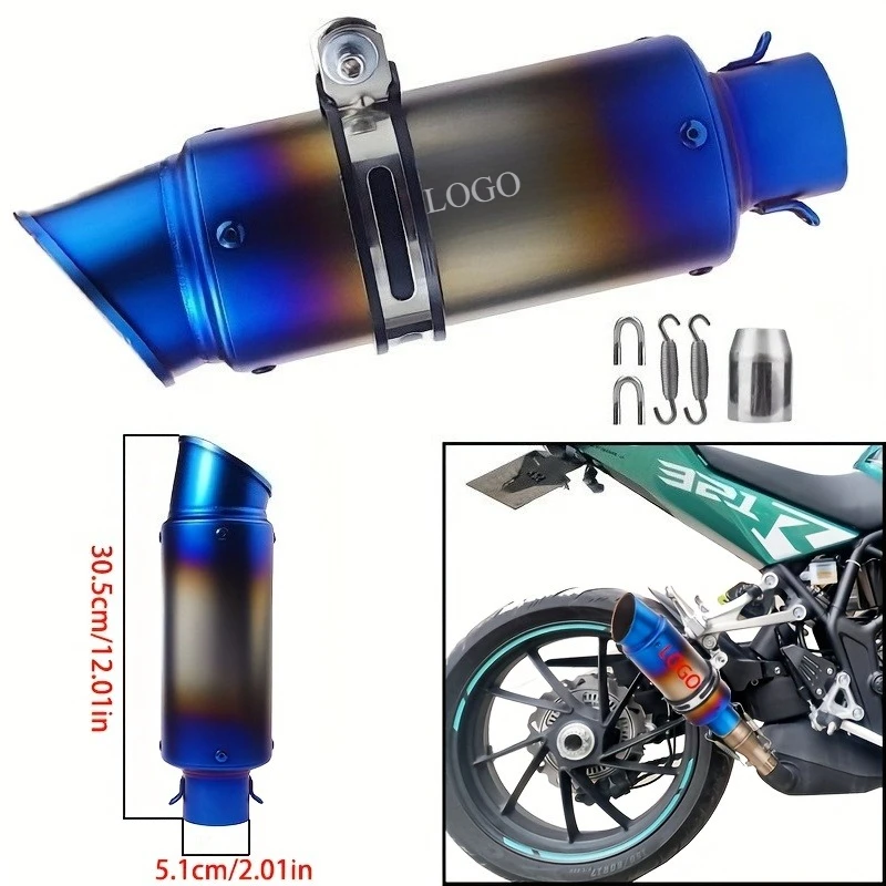 

Universal Motorcycle Exhaust Pipe 38mm-51mm Stainless Steel High Temperature Resistant Simple And Seamless Installation