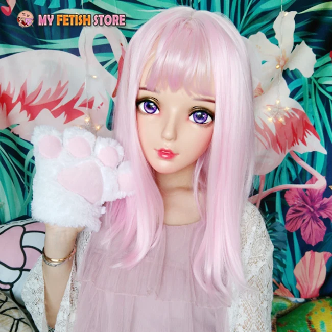 (Nan) Vrouwelijke Zoete Meisje Hars Half Hoofd Kigurumi BJD Masker Cosplay Japanse Anime Rol Lolita Masker Crossdress Pop Masker