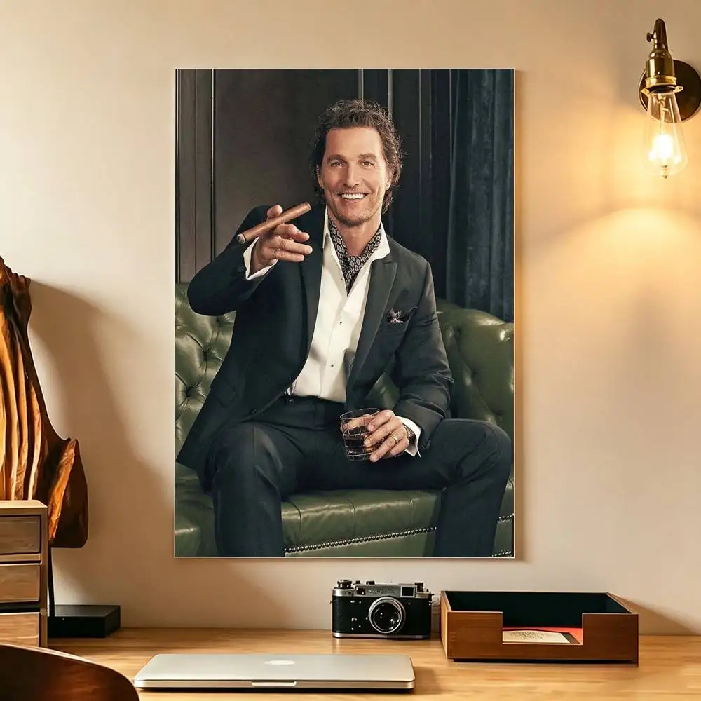A-Actor Matthew McConaughey Poster Waterproof Wall Art Sticker For Bar Living Room Vintage Decor High Quality Print Gift