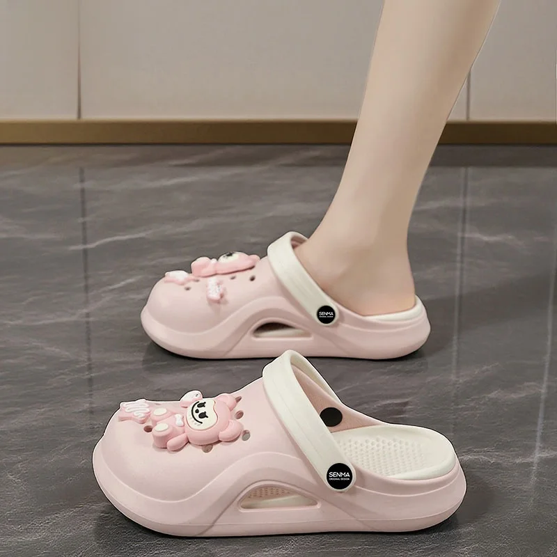 Sandalias de verano para mujer Senma, antideslizantes, con puntera cubierta, suela gruesa, diseño hueco, material EVA, zapato...