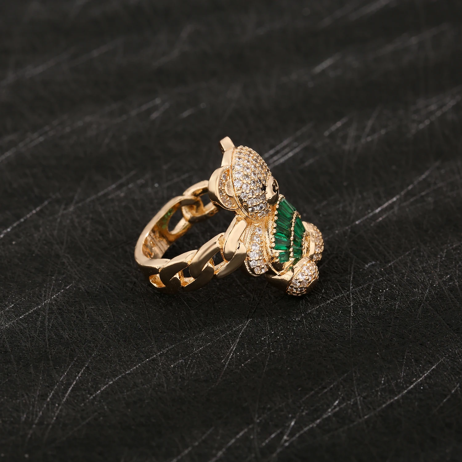Bear Ring Copper Multicolor Cute Animal Jewelry Gift for Women Fashion Design with Zircon Non Tarnish Accessories‌