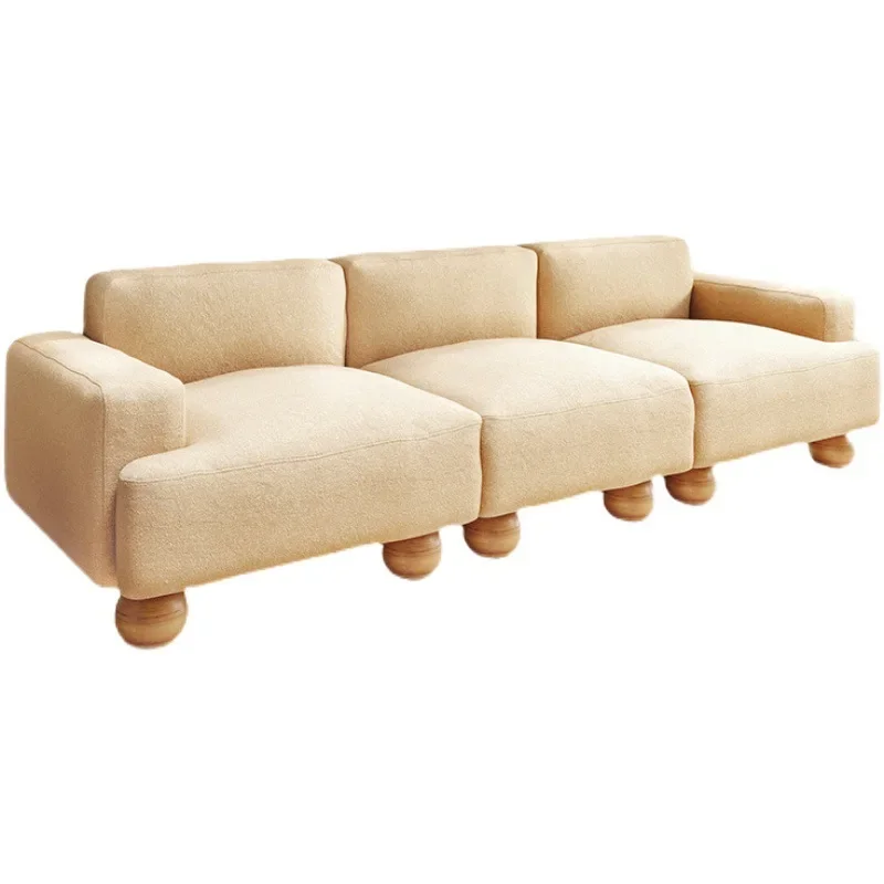 

Small apartment fabric module sofa Japanese simple design lamb wool single three-person log sofa