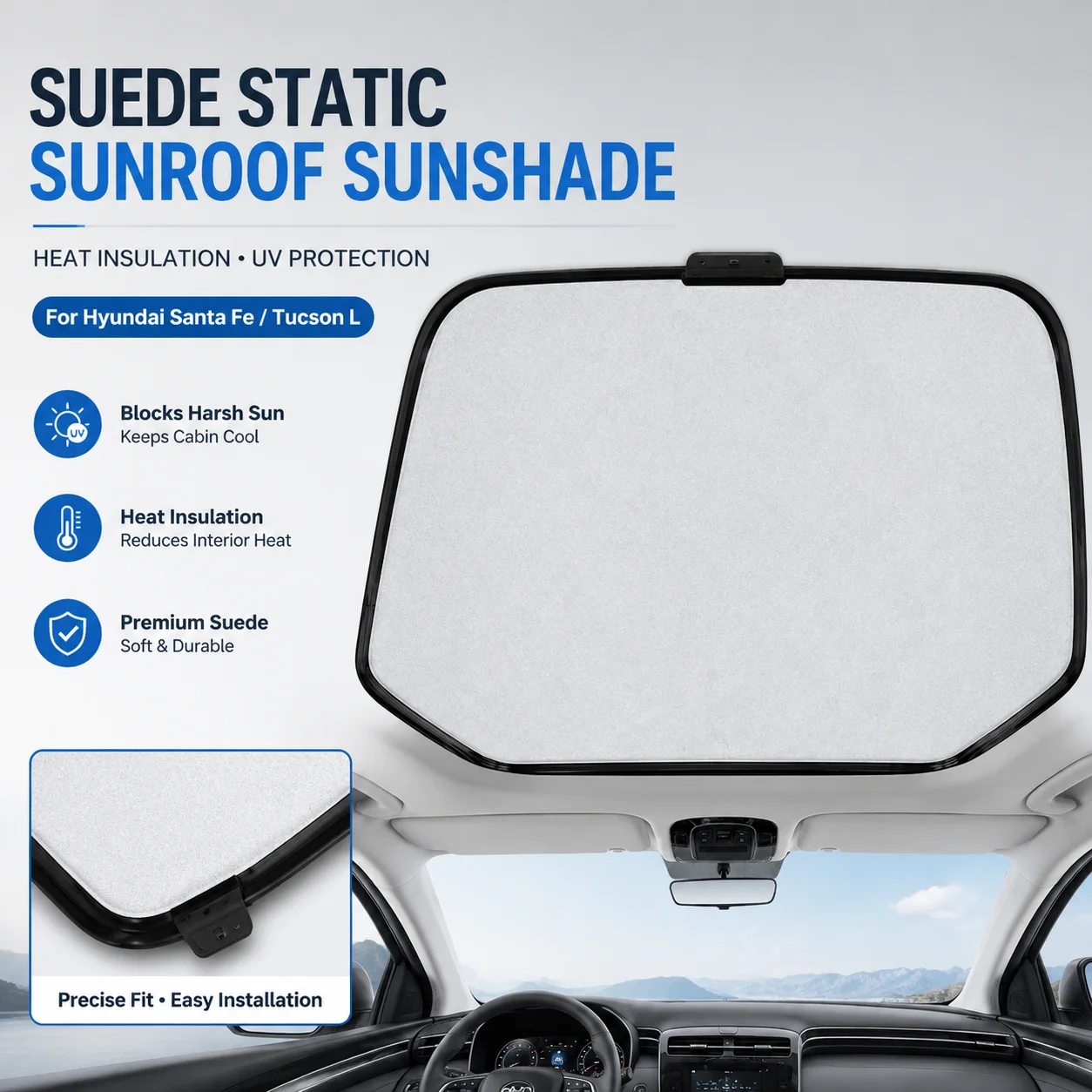 Suede Static Sunshade Heat Insulation Sunroof Skylight For Hyundai Santa Fe Tucson L Car Interior Accessory
