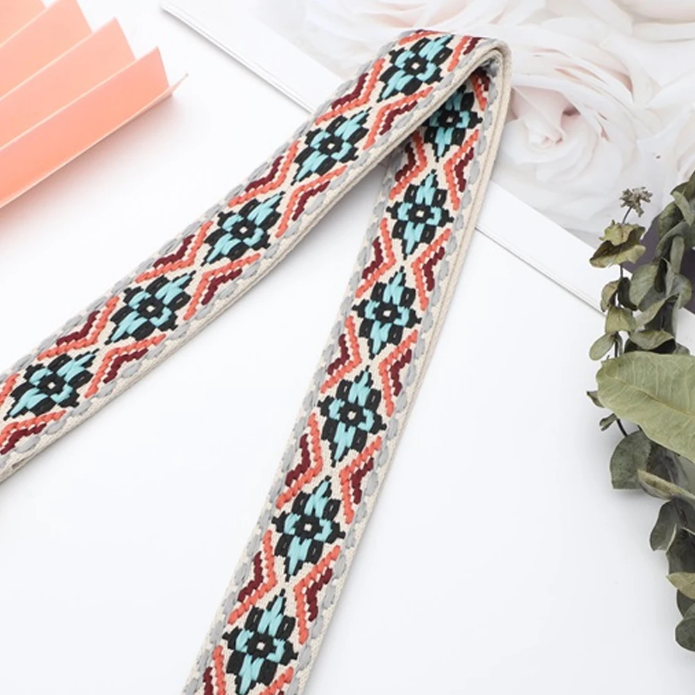 1/2/5Yards 38mm Jacquard Webbing High Quality New Ethnic Style Decoration Wear Resistant Handbag Strap Backpack Belt Ribbon Bag