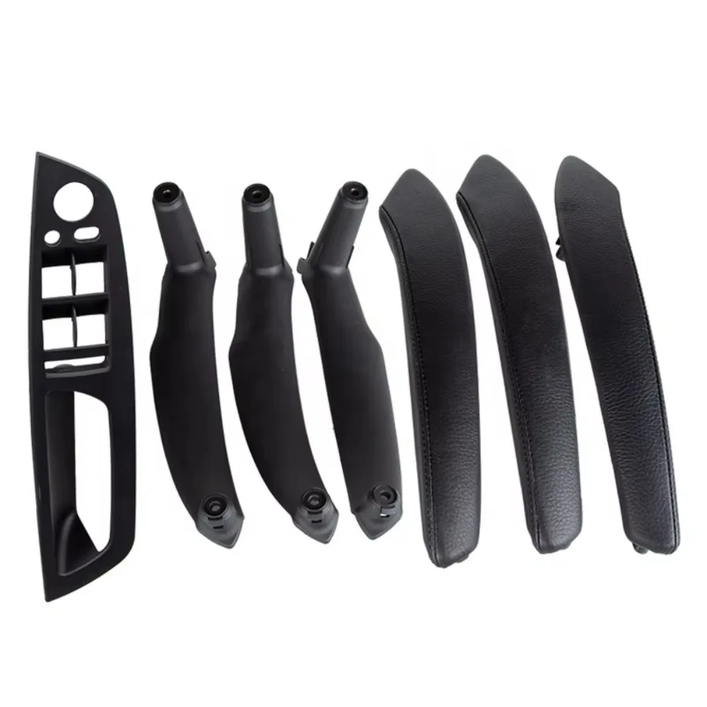7PCS Car Plastic Door Handles with Leather Handle Covers for LHD RHD for BMW X5 X6 E70 E71 E72