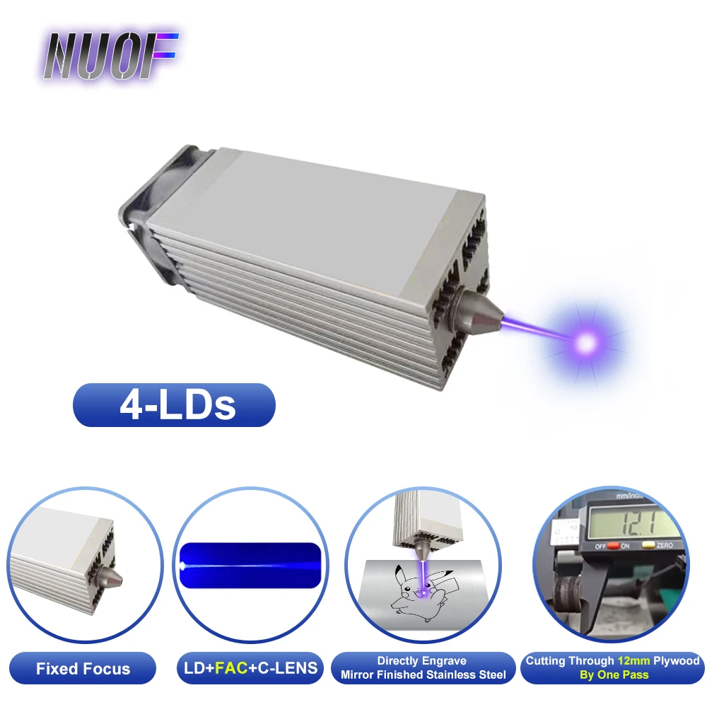 Imagem -04 - Nuof-módulo de Corte a Laser para Máquina Faça Você Mesmo Cabeça de Gravação 7w 40w 80w 450nm 4-lds Cabeça Azul do Laser