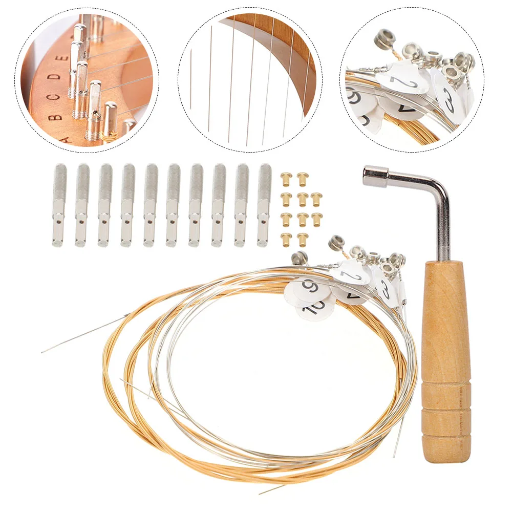 

Zither Wrench String Tuning Set Lyre Harp Accessories Guitar Tuner Wood Pegs for