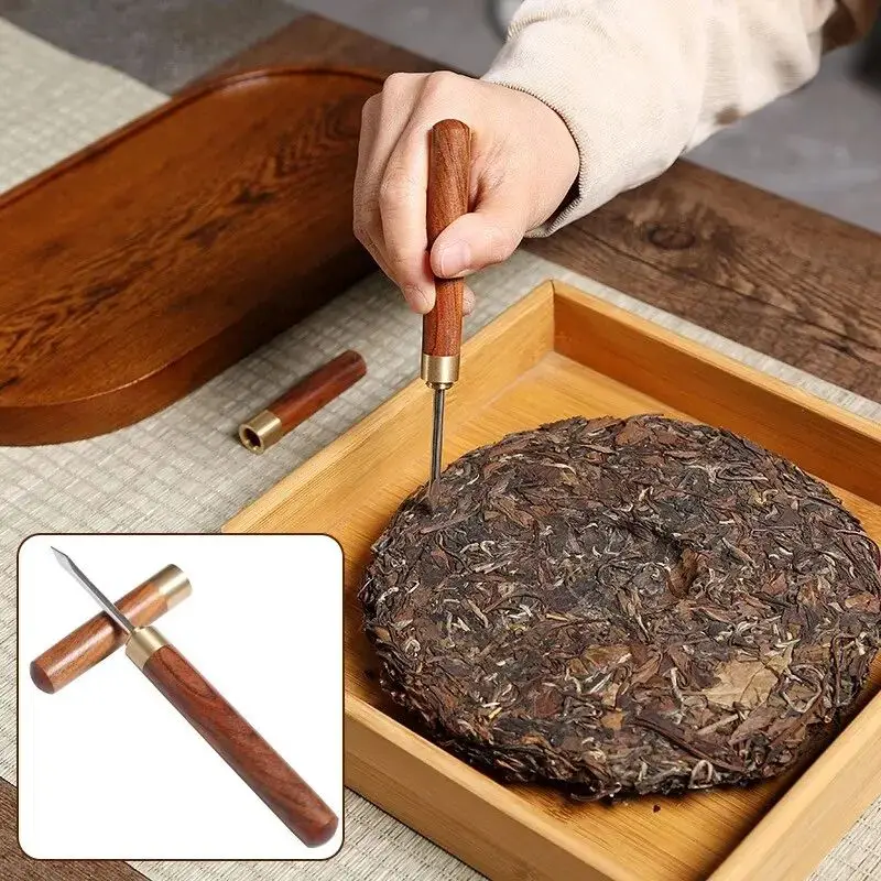 

Медиаторы из нержавеющей стали с деревянной ручкой, кухонный инструмент для бартенда, нож для чая, аксессуары для чайной церемонии, нож для чая из нержавеющей стали