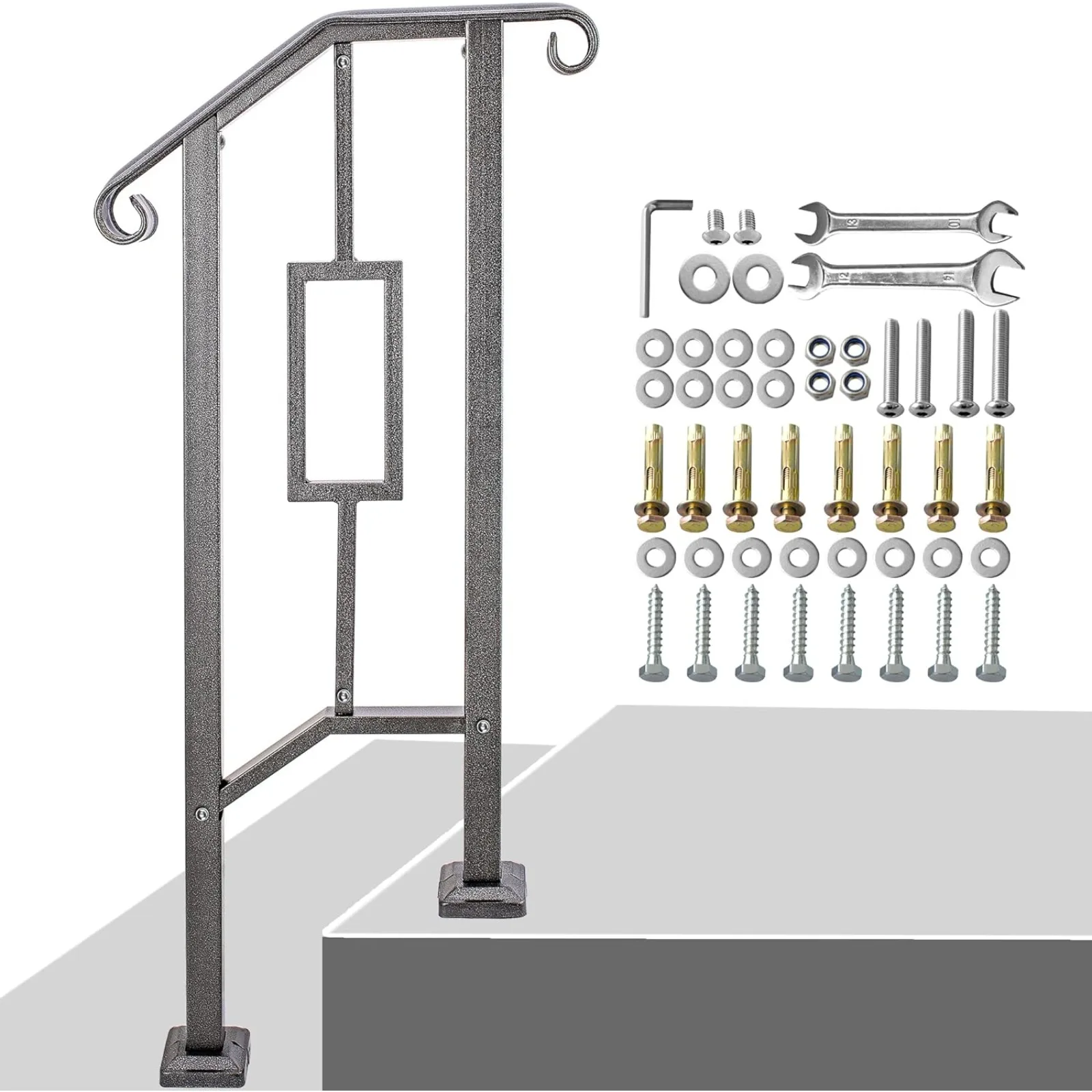 USLMRSTOO-Heavy Duty Handrail for Outdoor Steps, Stair Railing, Double Handrail, Luxury, Free Shipping