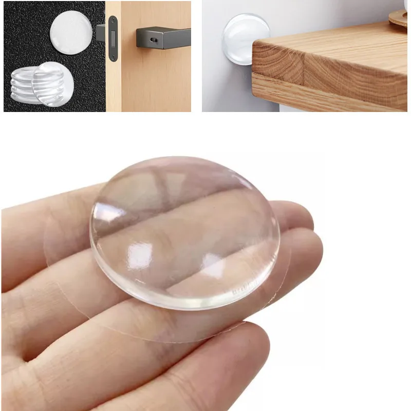 Round Transparent Soft Silicone Non-slip Door Stopper Muffler Wall Protector Self-adhesive Door Handles Bumper Protective Plug