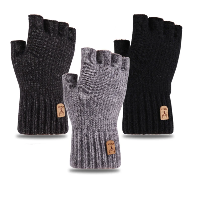 New Men's Warm Gloves Winter Touch Screen Plus Fleece Gloves Cold Warm Wool Knitted Gloves For All