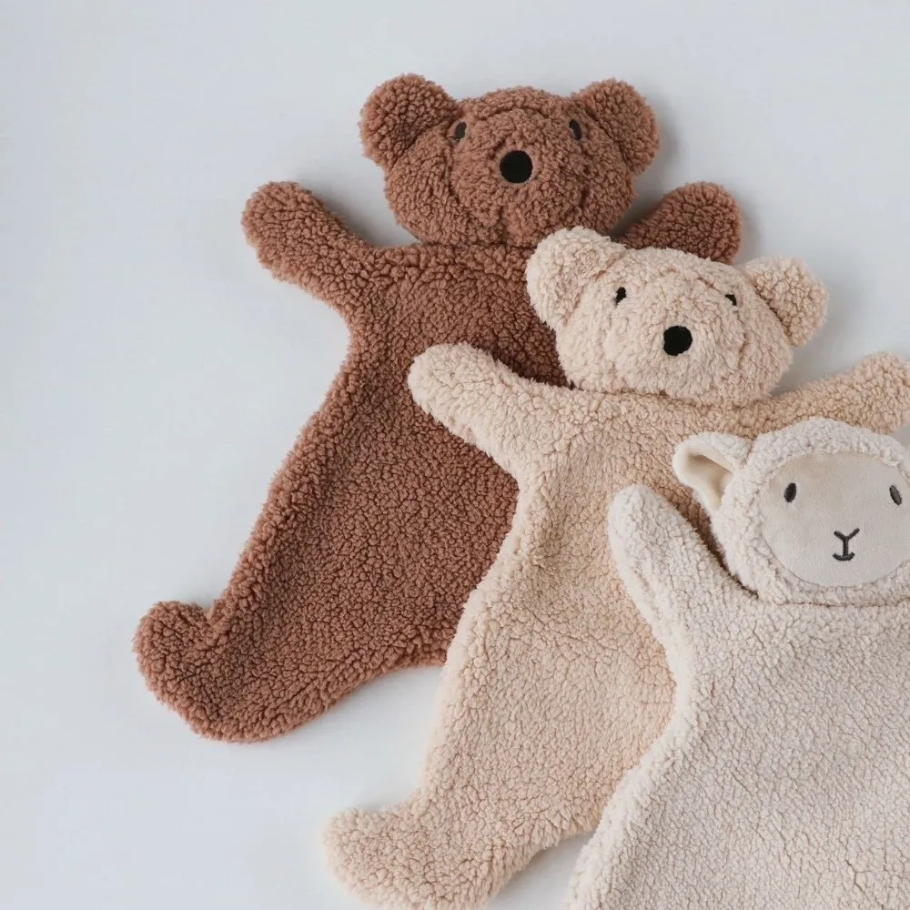 Serviette confortable en forme d'ours pour bébé, couverture de couette en coton Super doux, jouet de sommeil pour enfants