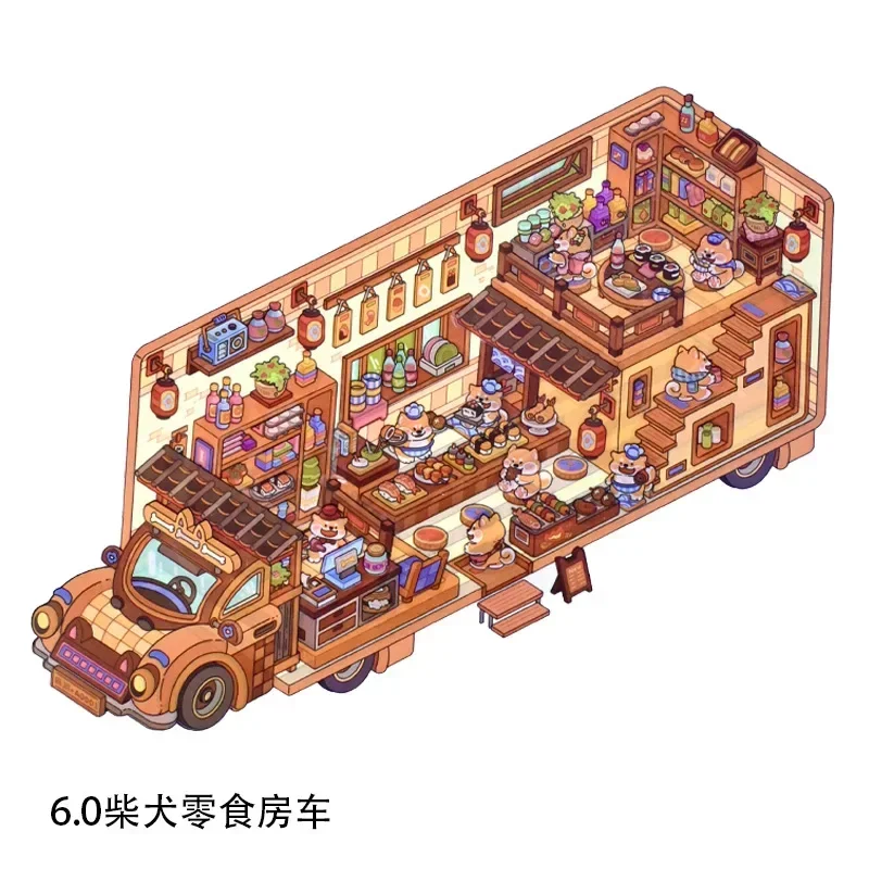 Luxe Bus Mini Landschap Decals Leuke Dieren Scrapbooking Stickers DIY Cartoon Pinguïn Hond Decor Ontspannende Klassieke Speelgoed Sticker