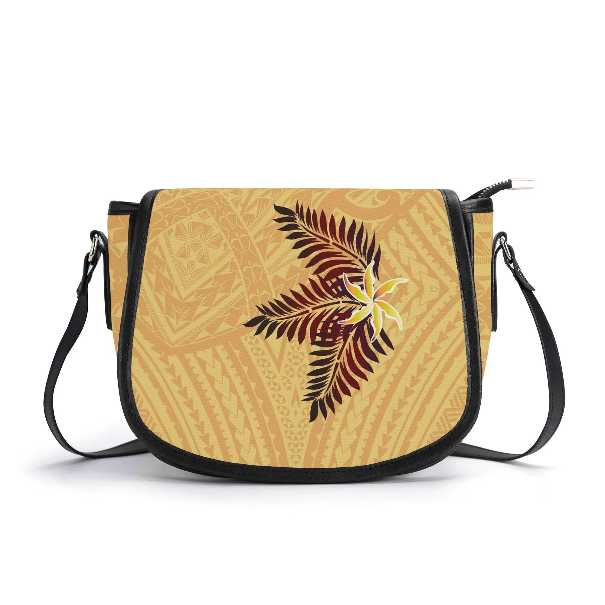

2025 New Design Pu Leather Shoulder Bag General Crossbody Bag Polynesia 3d Hd Print Daily Travel Shopping Ladies Makeup Bag