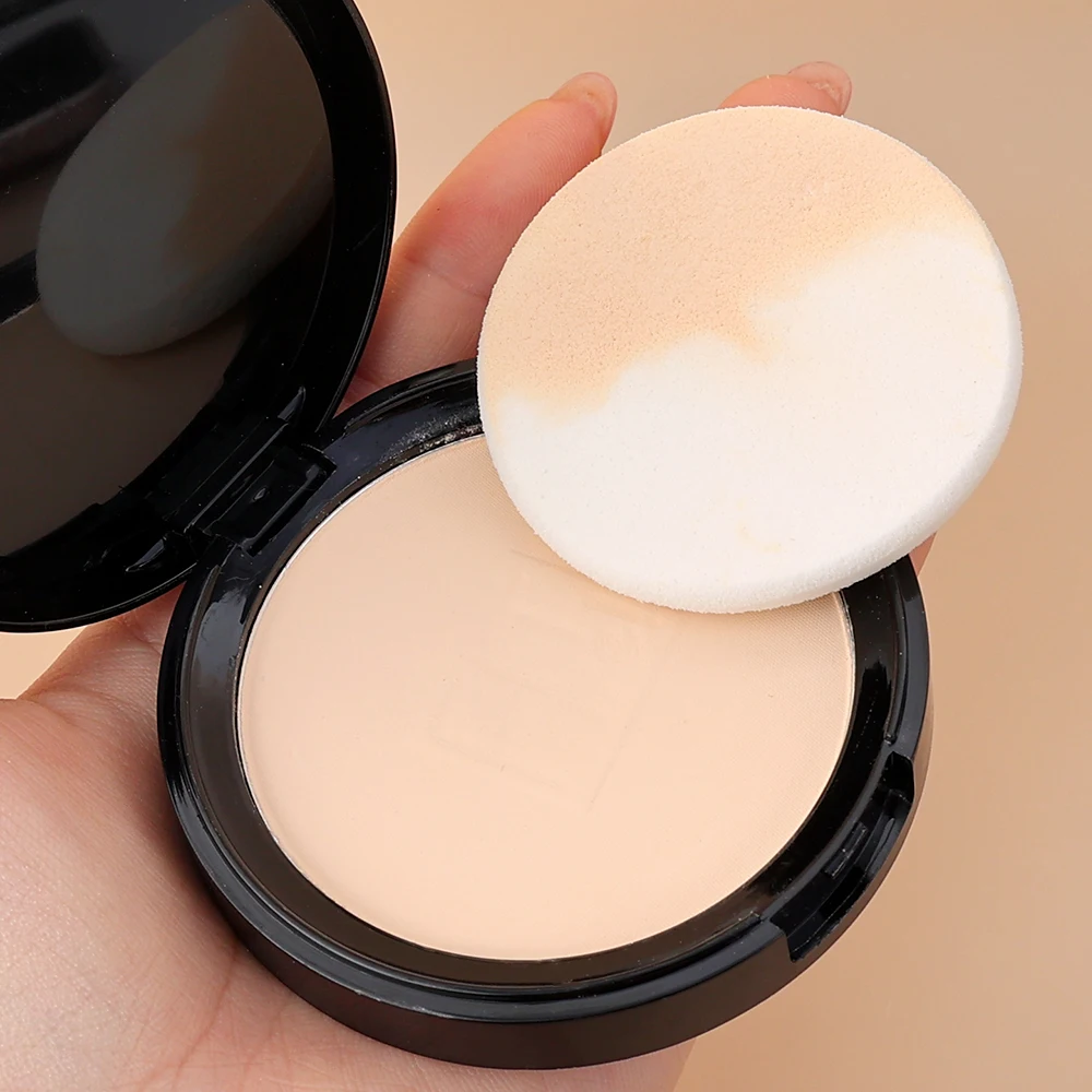 Waterproof Pressed Powder Natural White Brighten Oil Control Concealer Long Lasting Natural Face Makeup Setting Powder Cosmetic