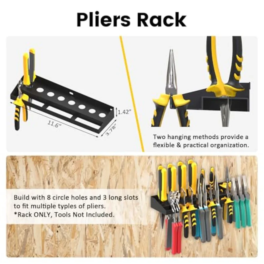 Wall Mount Hand Tool Storage Set Screwdriver Organizer Pliers Holder Hammer Rack Metal Hardware Tray for Garage Workshop Workbe