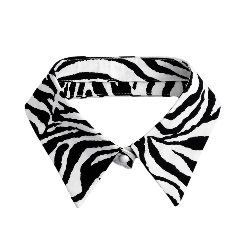 Zebra Stripe Print Women's Fake Collar Removable Decorative Shirt Collar for Women Elegant Small Neckwear Collar Ties Accessory
