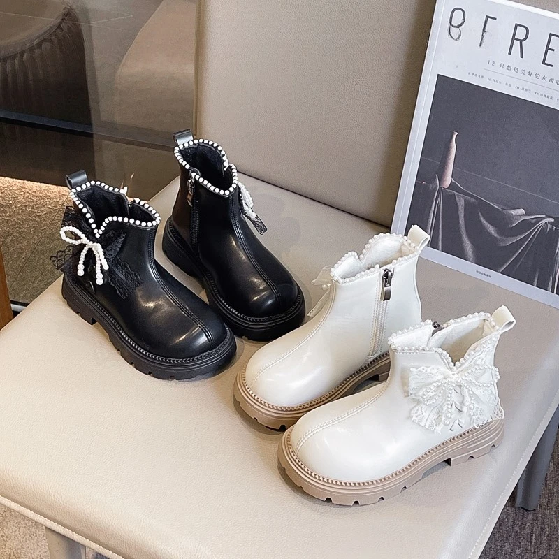 

Children's Platform Ankle Boots Sweet Princess Fashion Girls Catwalk Short Boots Wedding Party Kids Causal Dress Leather Boots