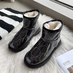 Stampa appartamenti stivaletti inverno corto peluche caldo scarpe da donna 2025 nuovi stivali gladiatore Goth di lusso tendenza accogliente neve Botas Mujer