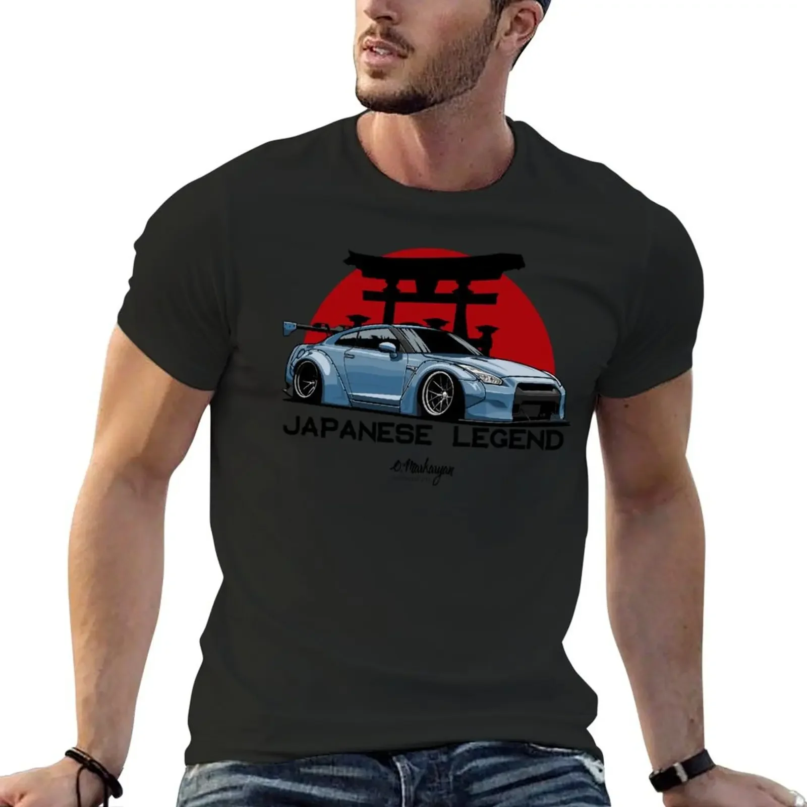 

Всесезонная футболка GTR 2024 Футболка Японская легенда (голубая), одежда Аниме, топы из чистого хлопка с короткими рукавами на заказ, уличная одежда