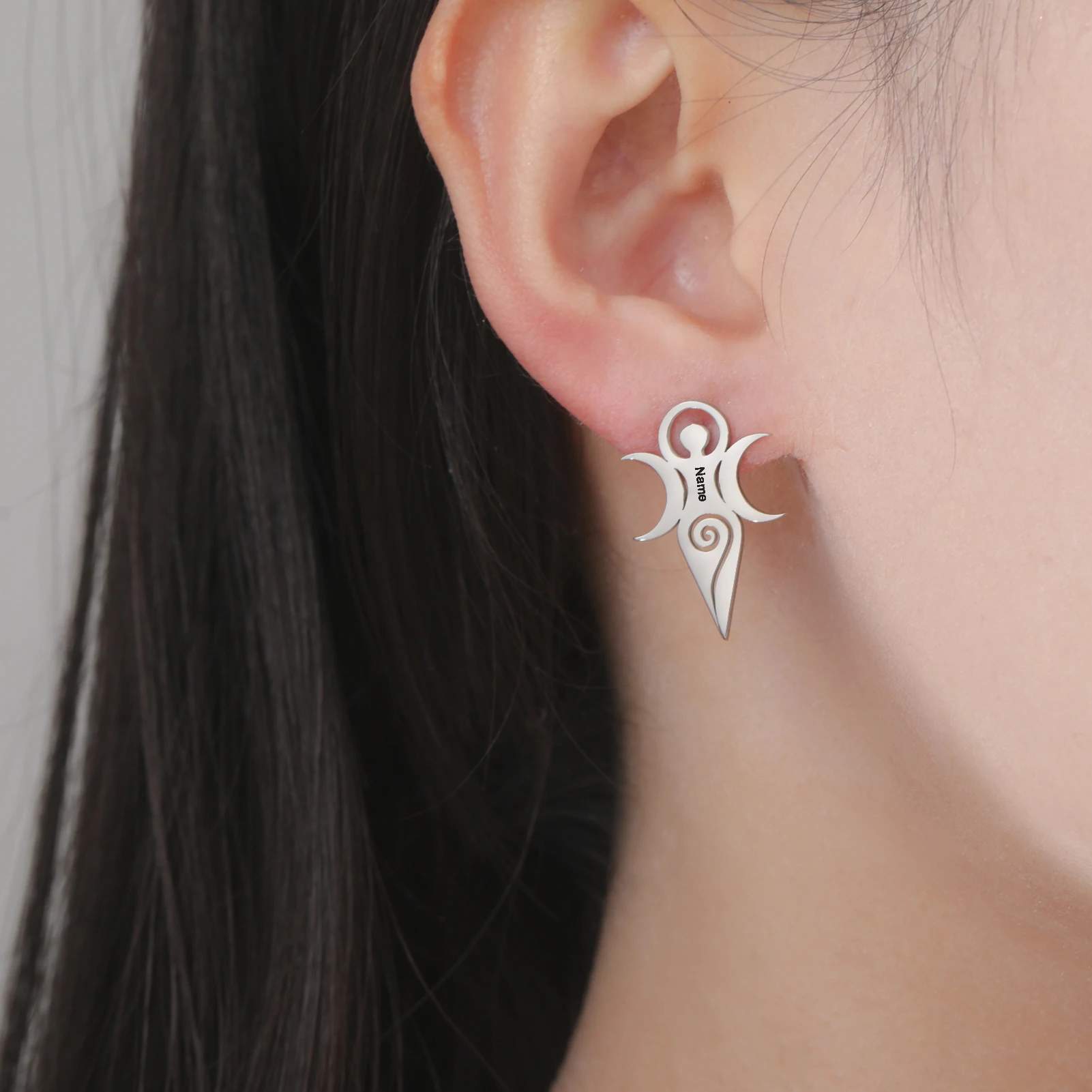 

Custom Witchcraft Goddess Earrings Customizable Name Showcase Personality Mysterious Charm Good Item Collection And Gifts Giving