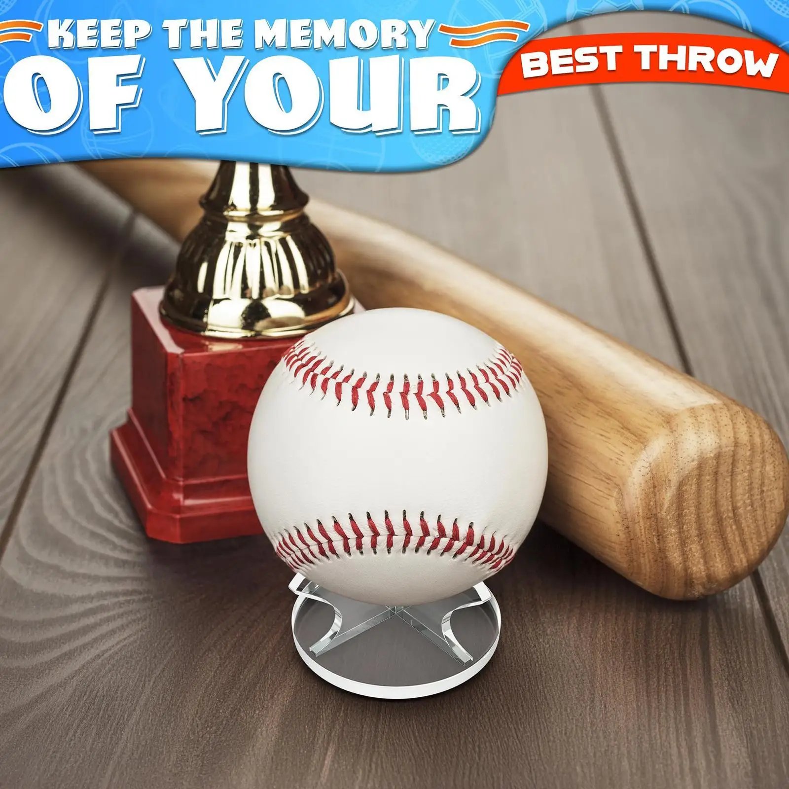 حامل عرض البيسبول للحماية الشفافة من الأكريليك المزخرف لكرات الجولف وكرة البيسبول والتنس