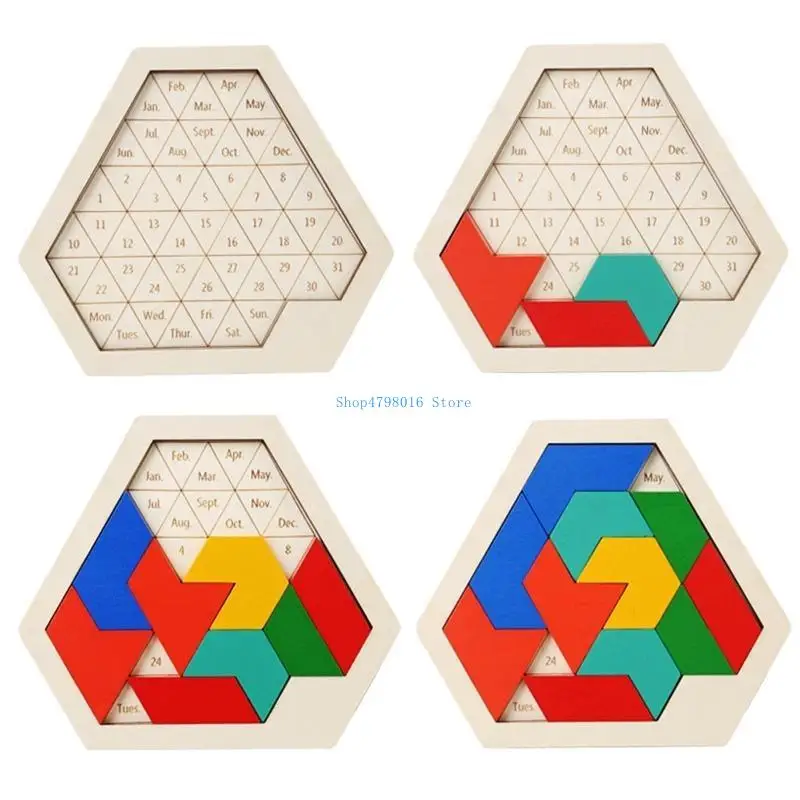 Giochi puzzle calendario giornaliero in legno Blocchi Blocchi giocattolo puzzle per bambini
