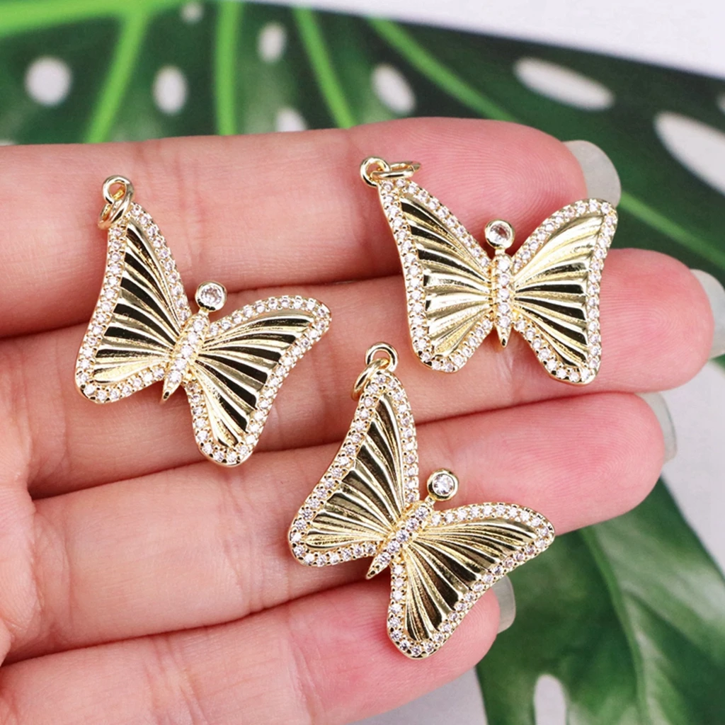 

HOT 5PCS -18x23mm Dainty Brass Butterfly Charms for Jewelry Making Pendant Findings Supplies DIY 18k Gold Plated Accessories
